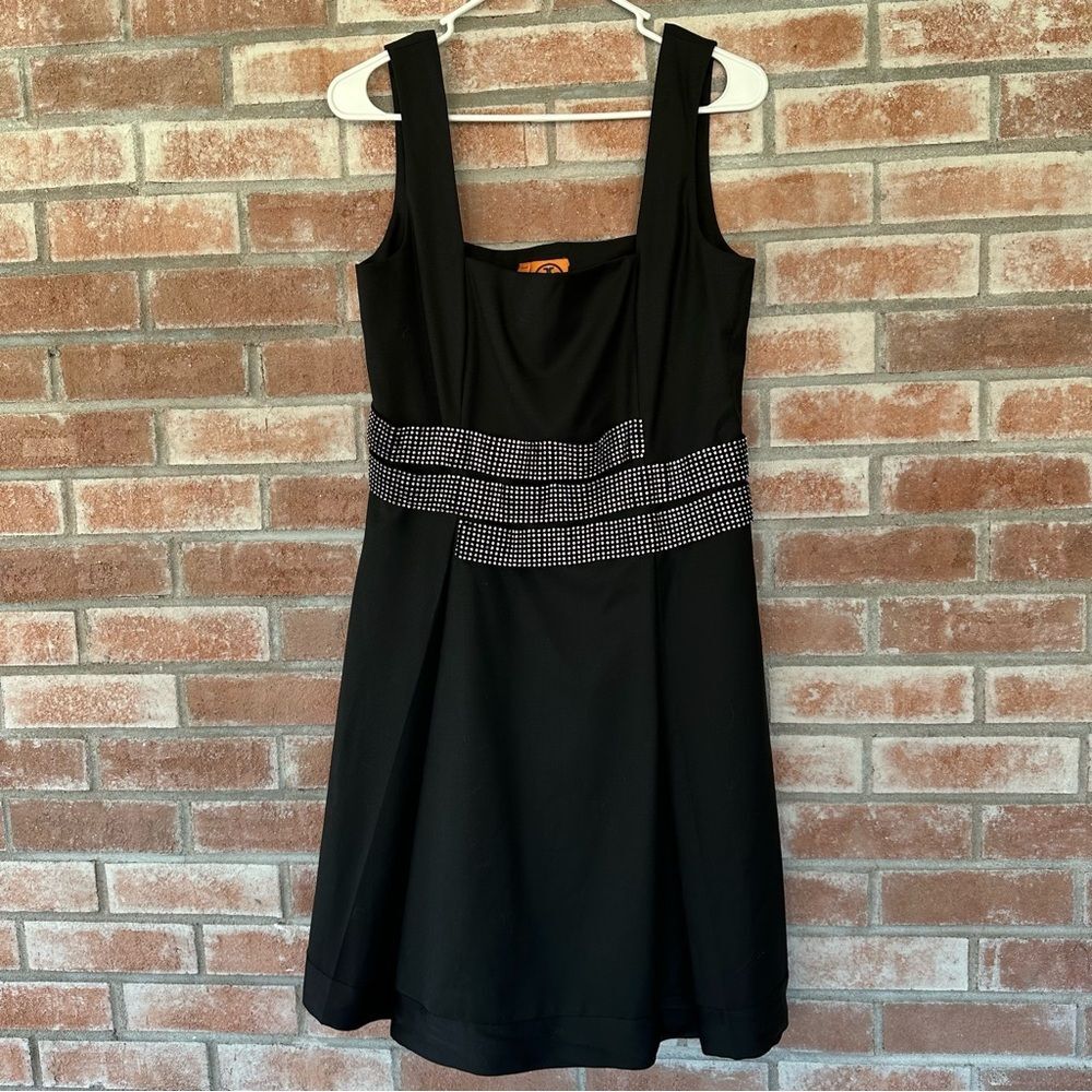 Tory Burch Crystal Cocktail Dress A Line Knee Length Women’s 8 Black Party